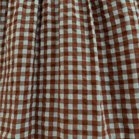Casual Rust/Gray Crew Neck Raglan Sleeve Gingham Seersucker Sundress - Picture 9 of 10